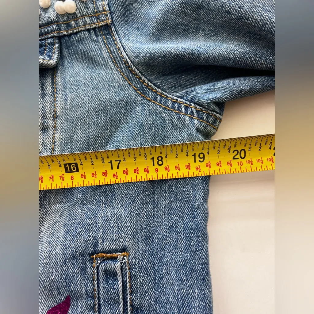 Forever 21 customised Taylor Swift inspired denim concert jacket beaded S - Image 6