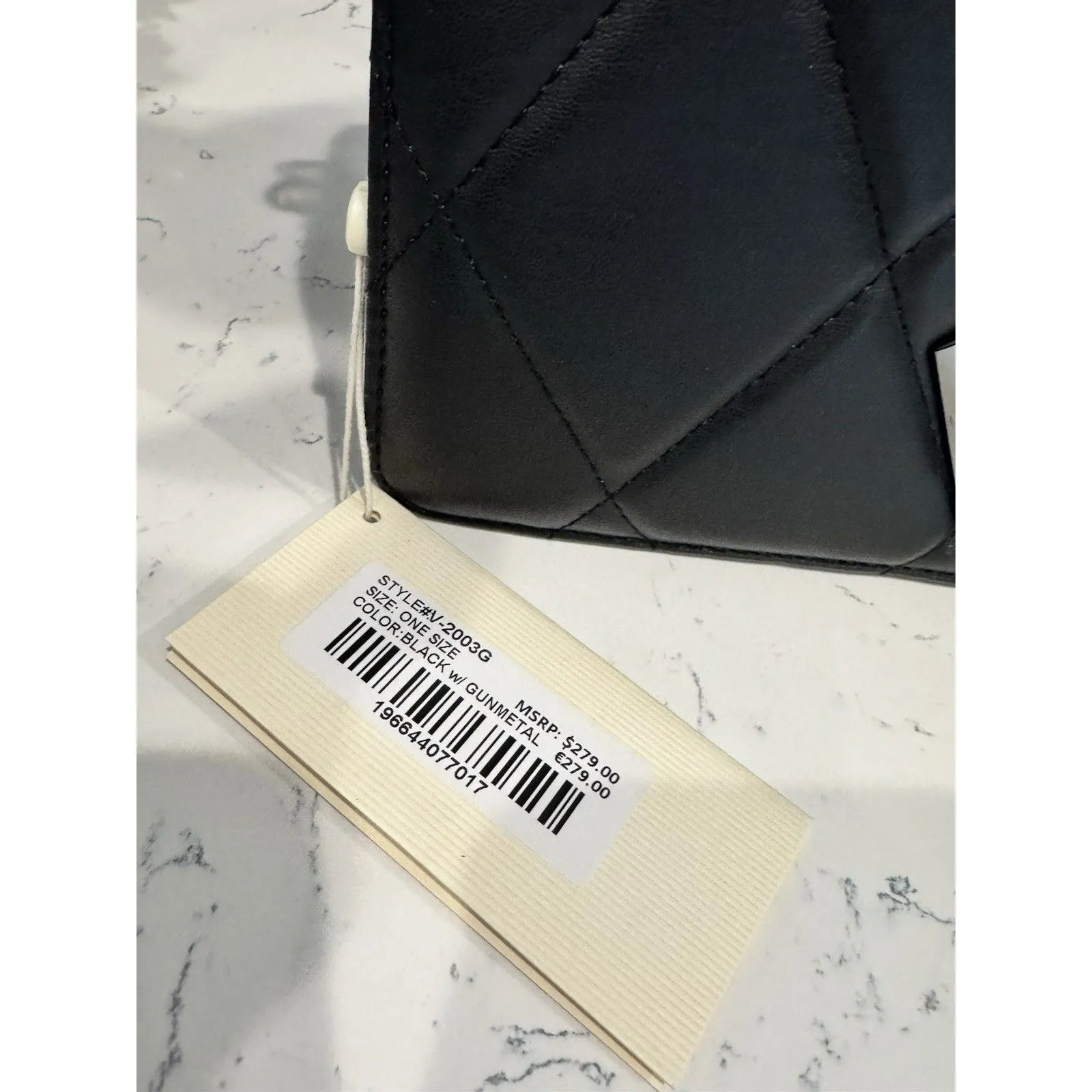 VALENTINO ORLANDI Bag Black w/Gunmetal Diamond Quilted Crossbody Shoulder New - Image 2