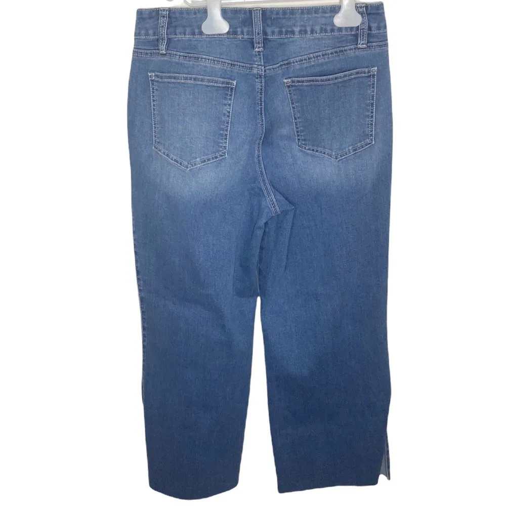 Royalty for Me Jeans raw hem side slit cropped wide leg jeans size 8 - Image 19