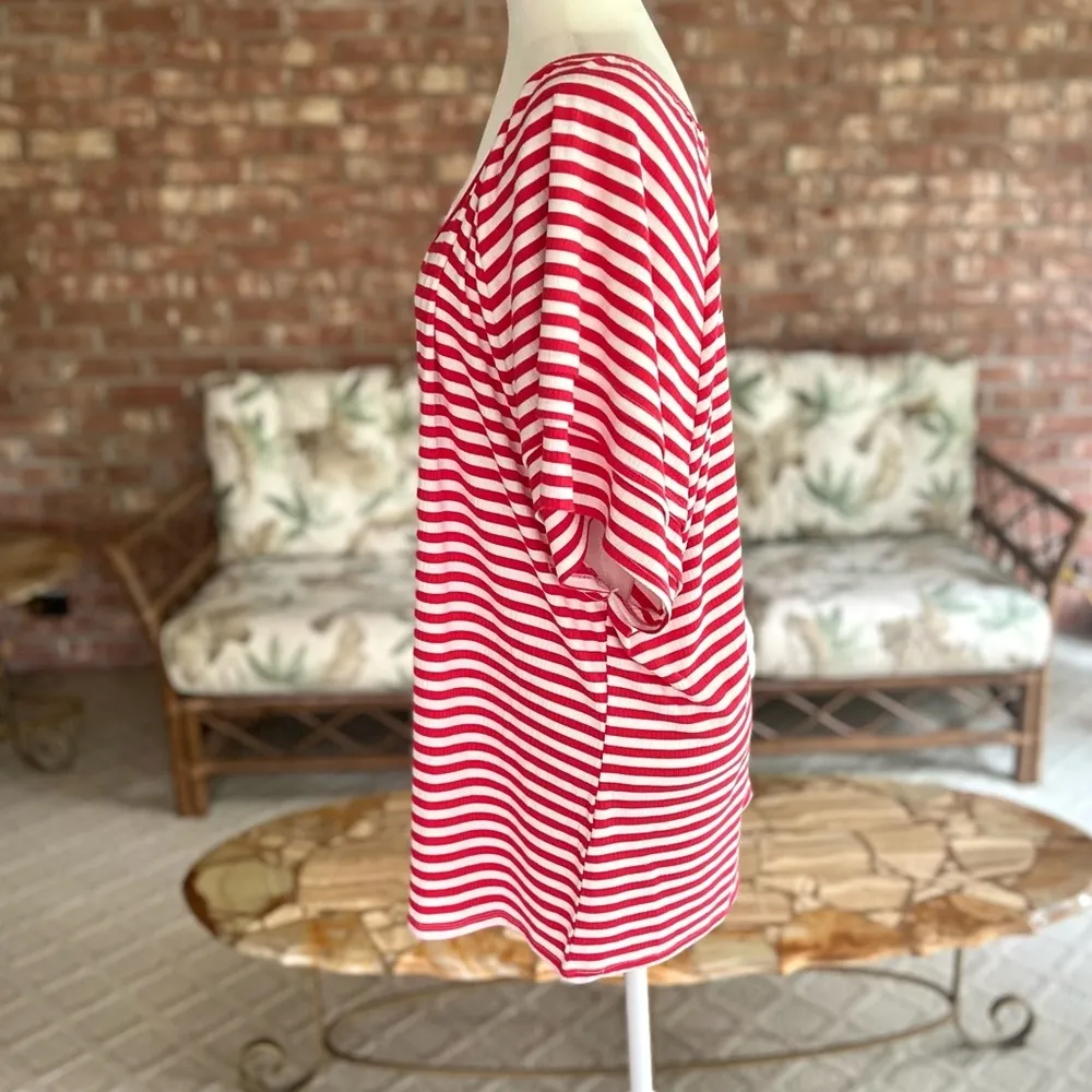 Wrangler Essential Flutter Tee Shirt Red Striped Knit Top 3XL - Image 7