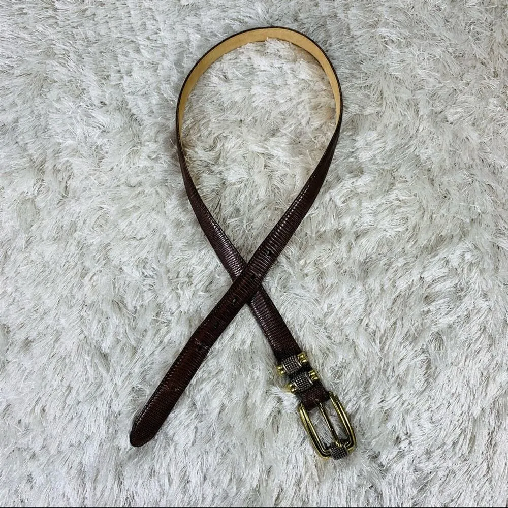 Brighton Brown Snakeskin Belt Sz Medium 30 Silver - Image 4
