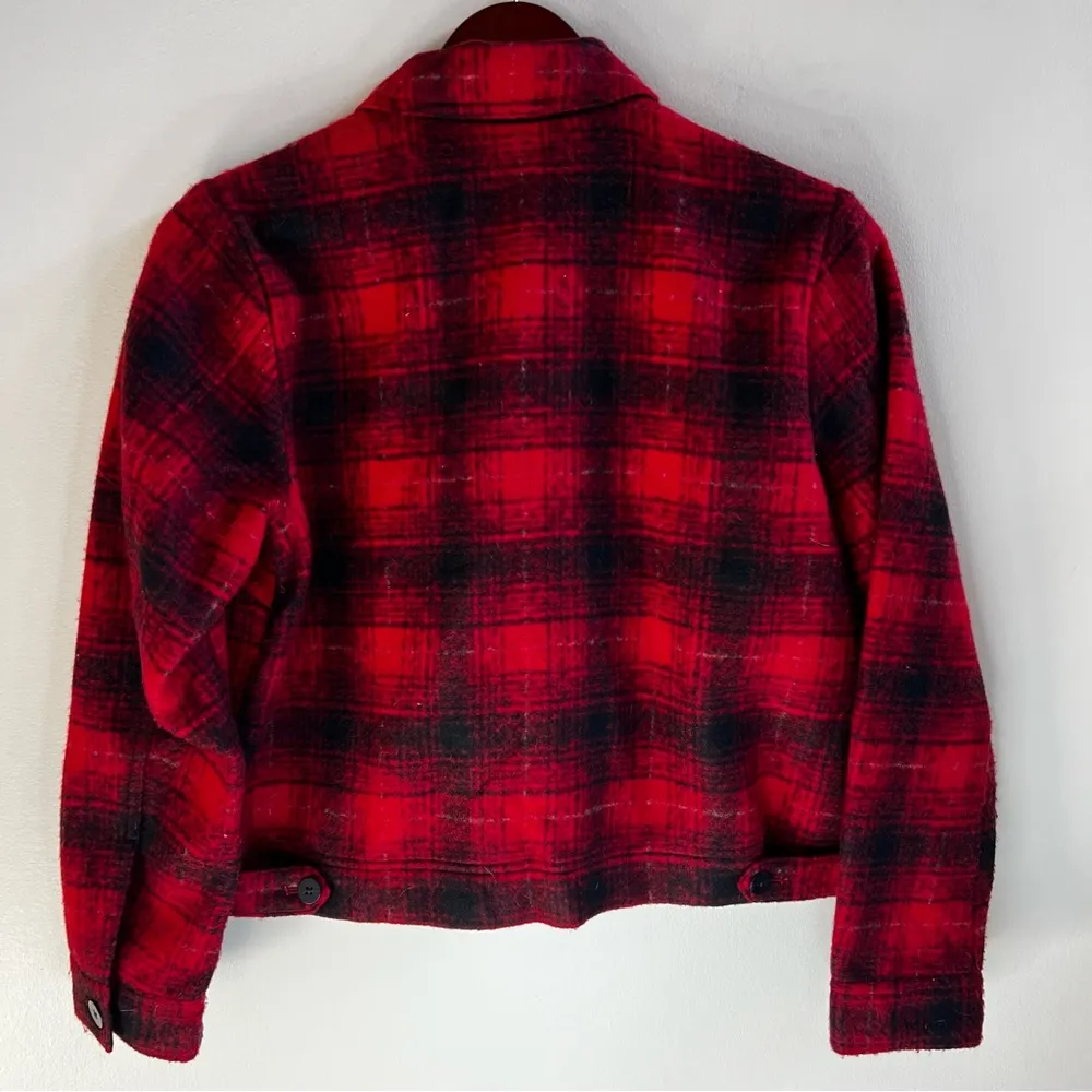 J Jill red and black buffalo plaid checked Jacket S - Image 4