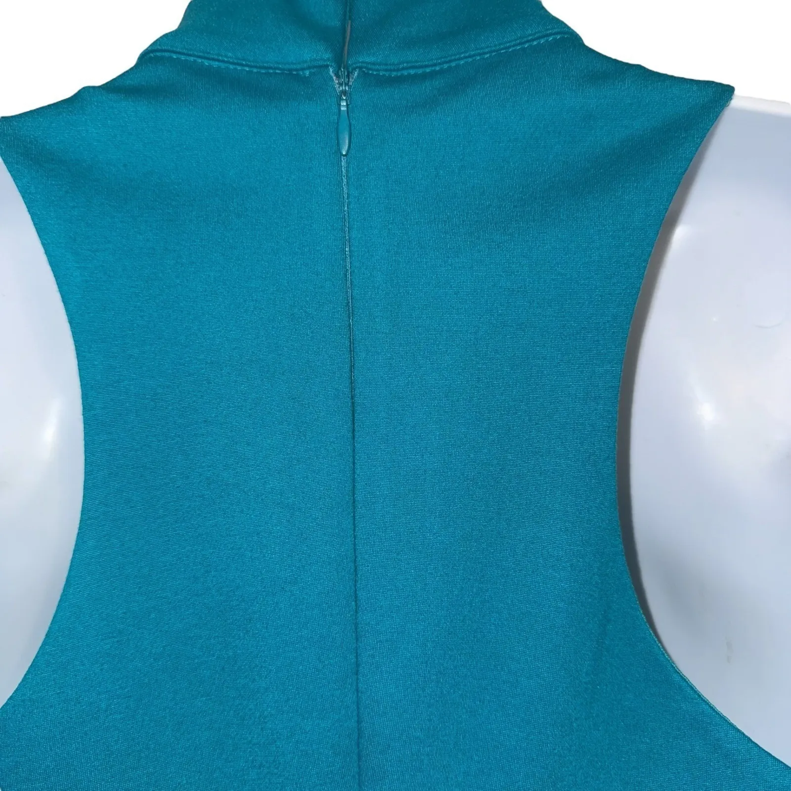 ADELYN RAE Turquoisel Green Bodycon Mini Dress Sleeveless Choker‎ Neck EUC XS - Image 6