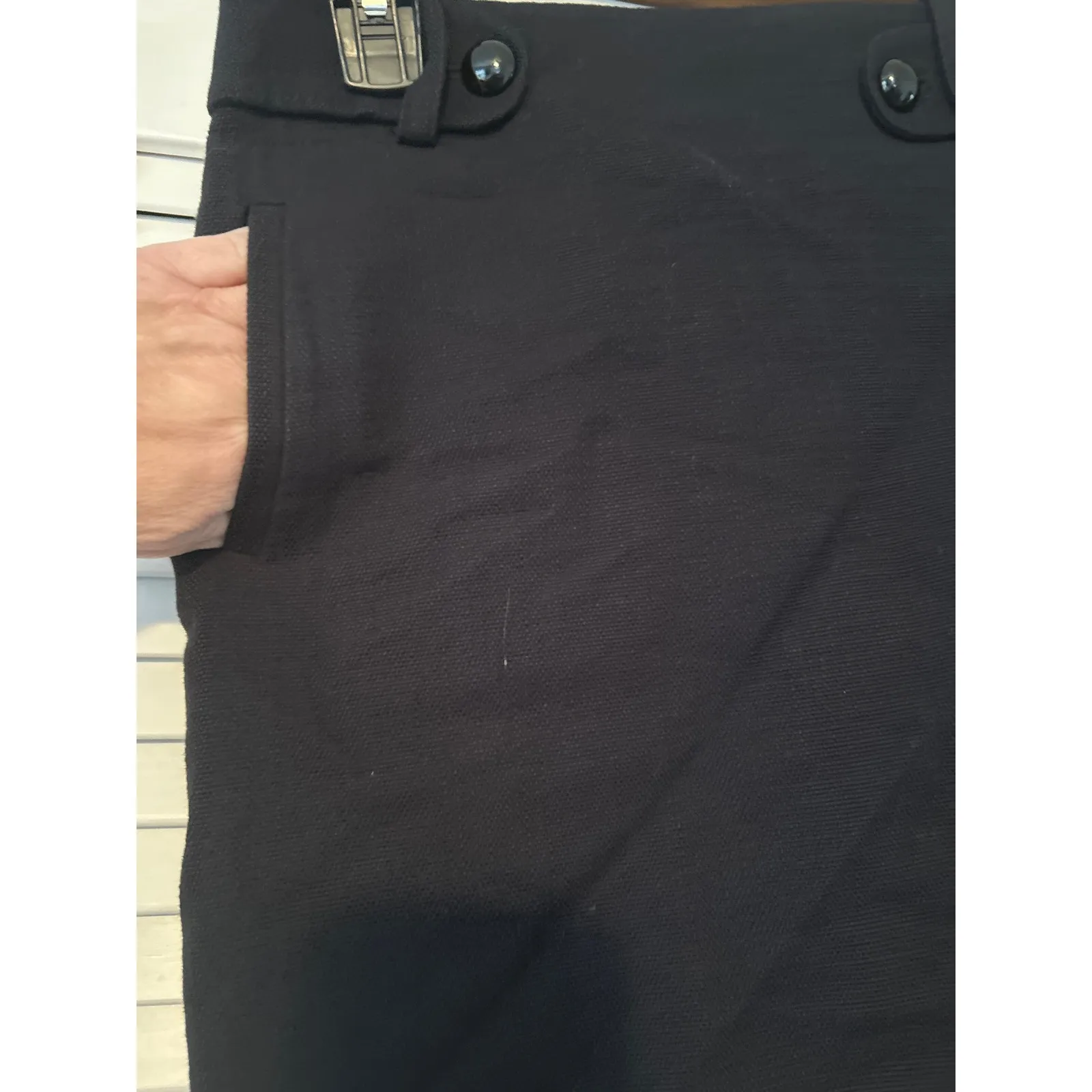 Banana Republic Women Black Knee Length Pencil Skirt Size 4 lined cotton/wool - Image 2