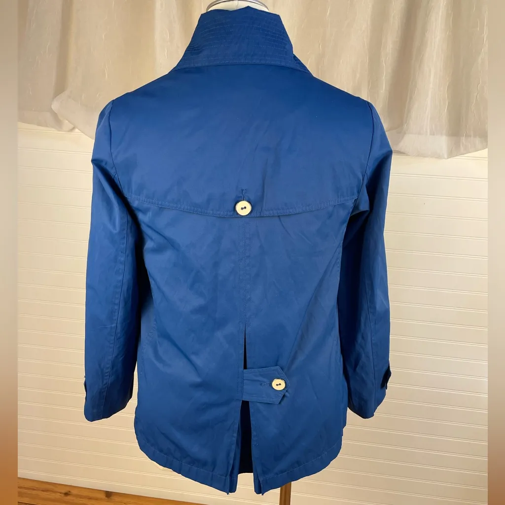 Neyelle Royal Blue Solid Vintage Retro Jacket Raincoat Lightweight Collar Medium - Image 2