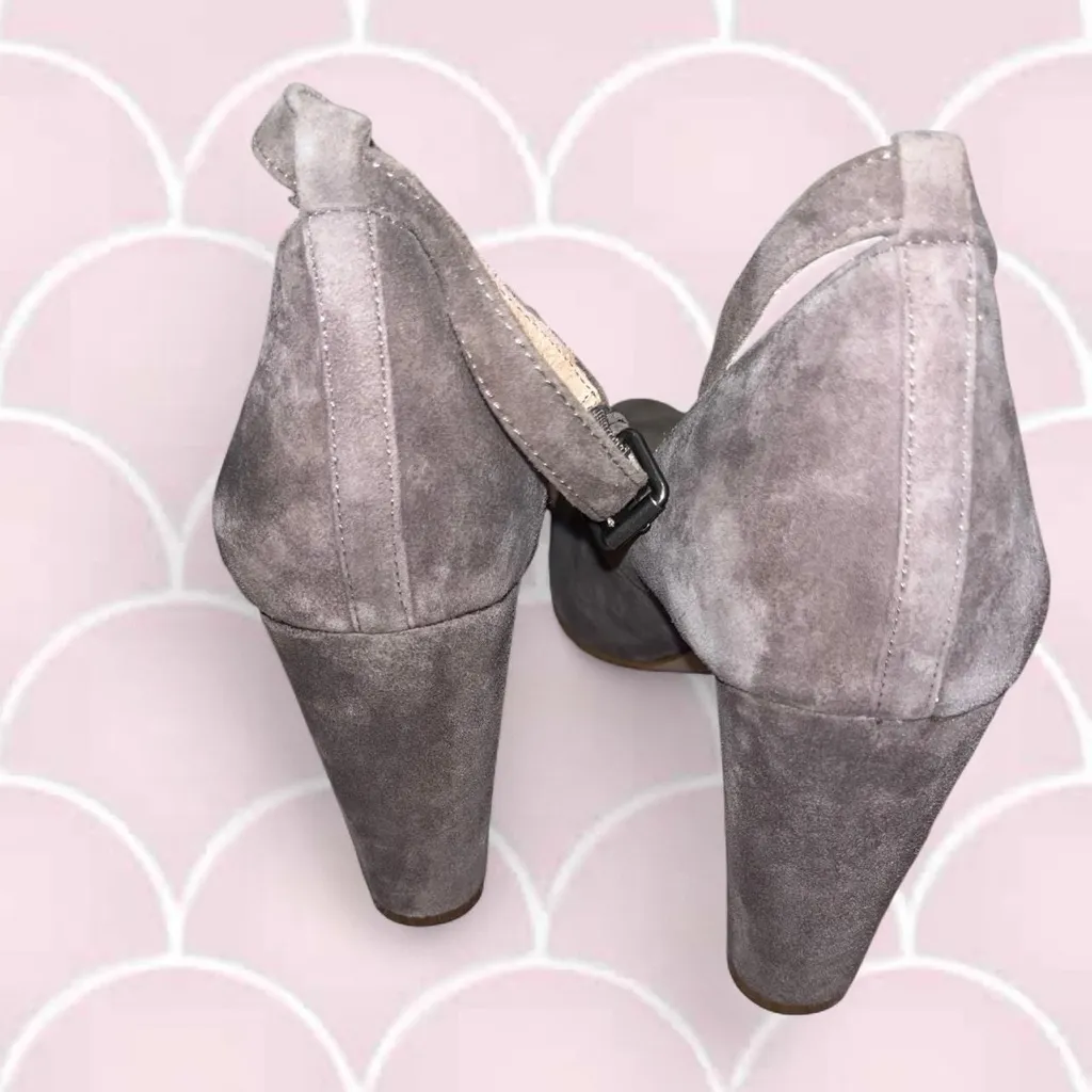 Madewell Taupe Suede Block Heel Cara pumps with ankle straps Sz 8.5 - Image 6