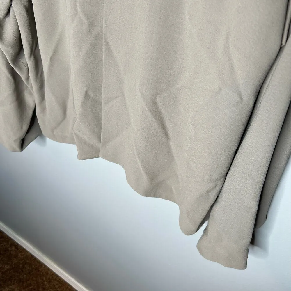 Eileen Fisher beige tan "stone" split front 100% silk open front shirt large - Image 3