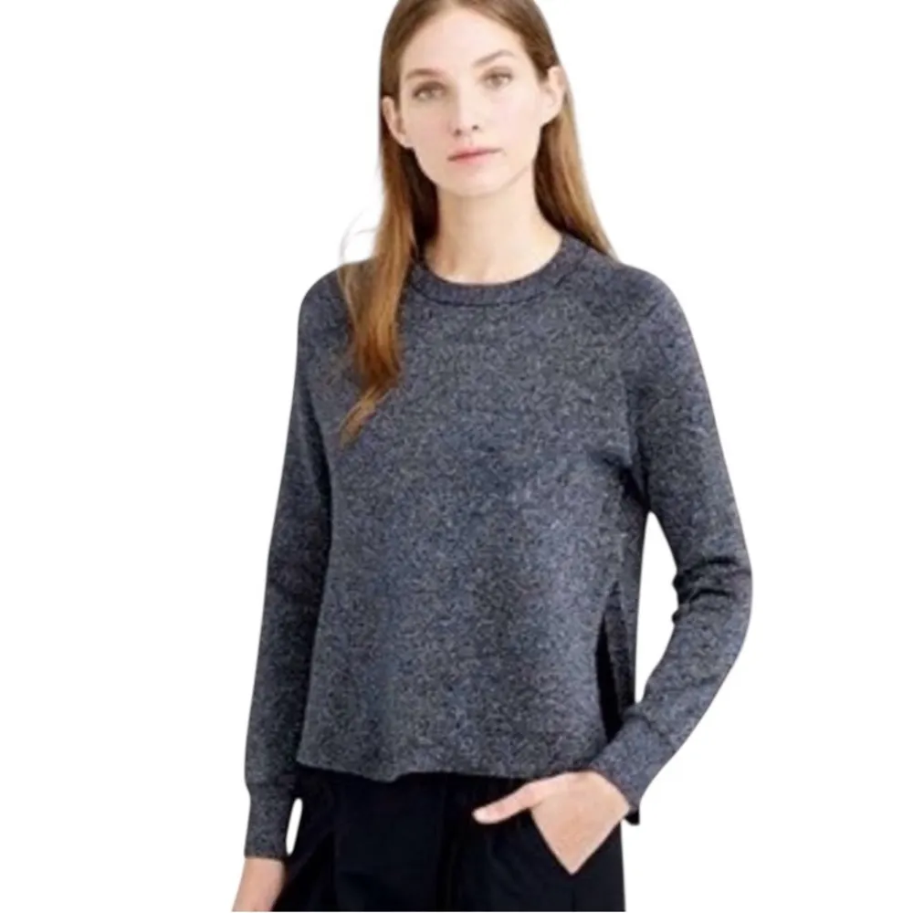 J.Crew Metallic Knit Long Sleeve Sweater Size Small Gray Navy Shimmer Crewneck - Image 3