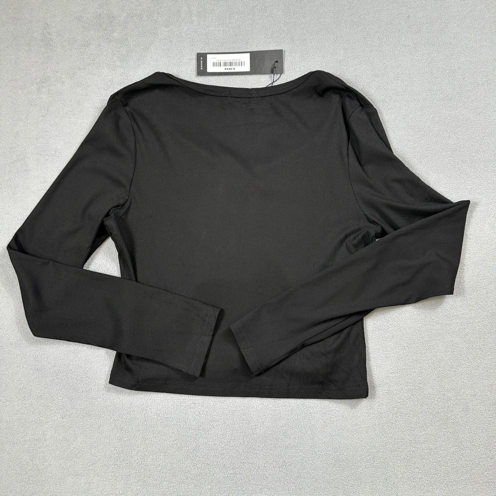 S.DEER Concept Top Womens XL Black Ribbed Snap Button Long Sleeve Shirt S Deer - Image 2