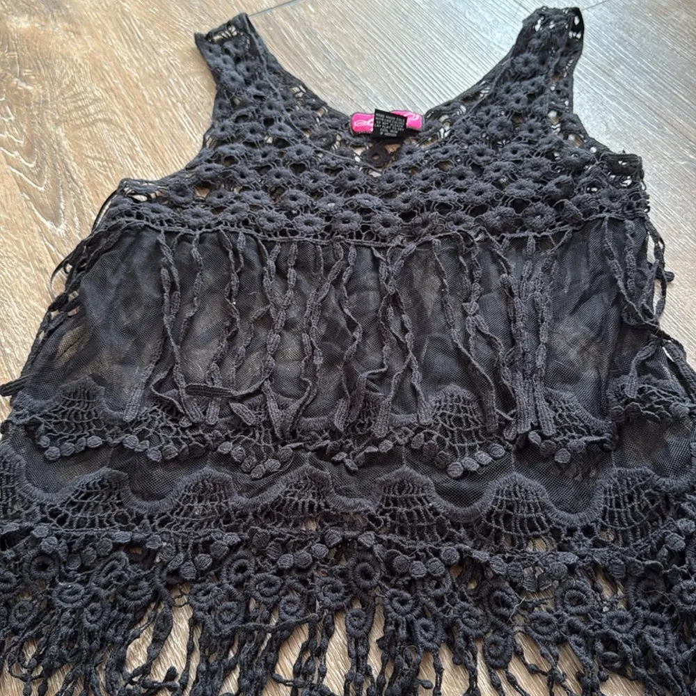 Black Lace Fringe Top - Image 3