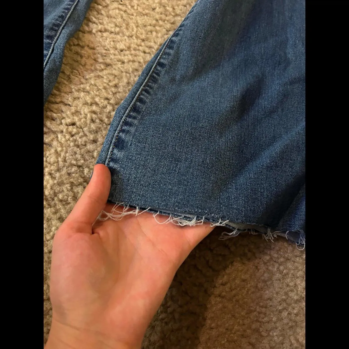 High rise flare double button medium wash size 9 woman Blue - Image 2