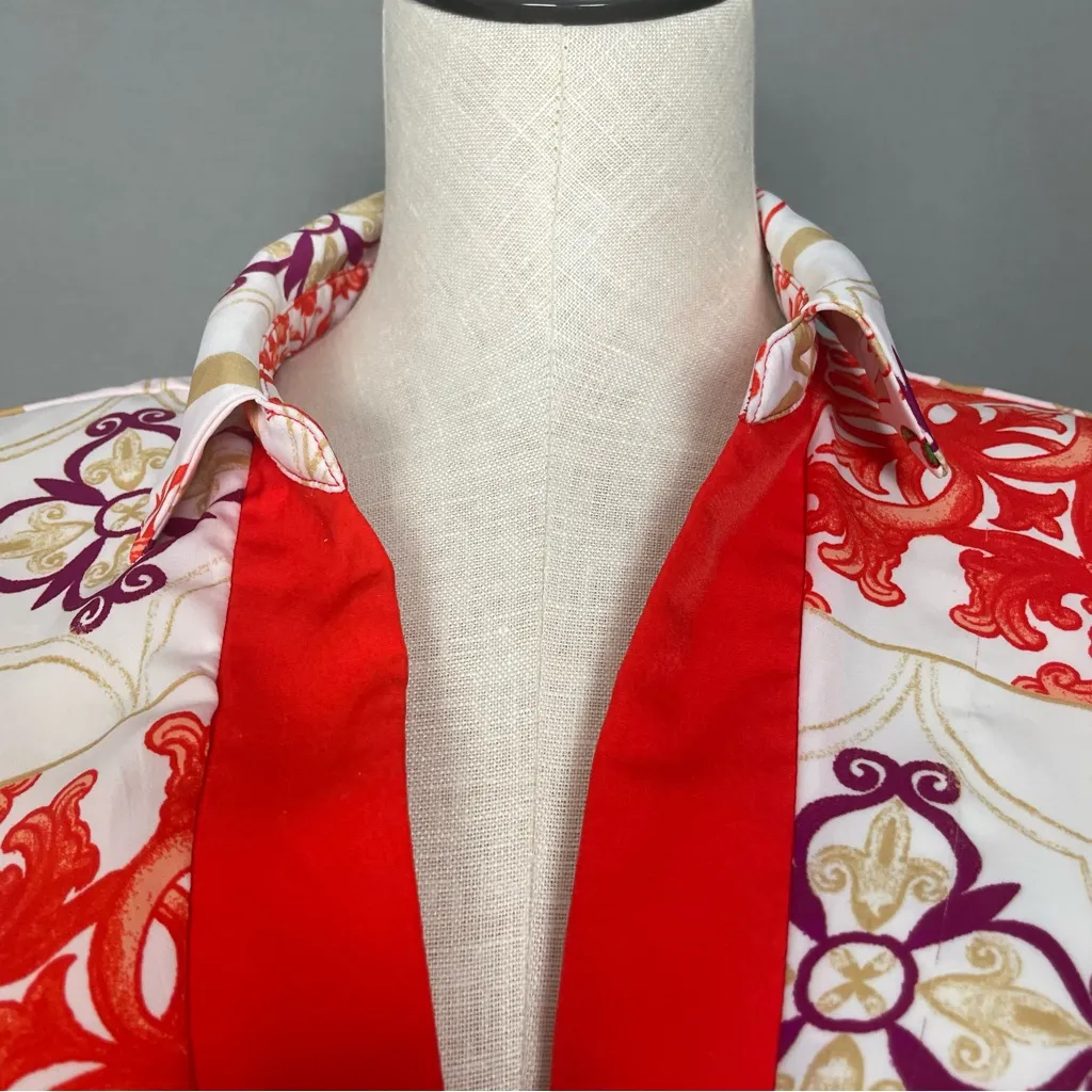 Lulumari Crop Top Floral Short Sleeves Deep V-Neck Size Medium Women Tile Print - Image 8