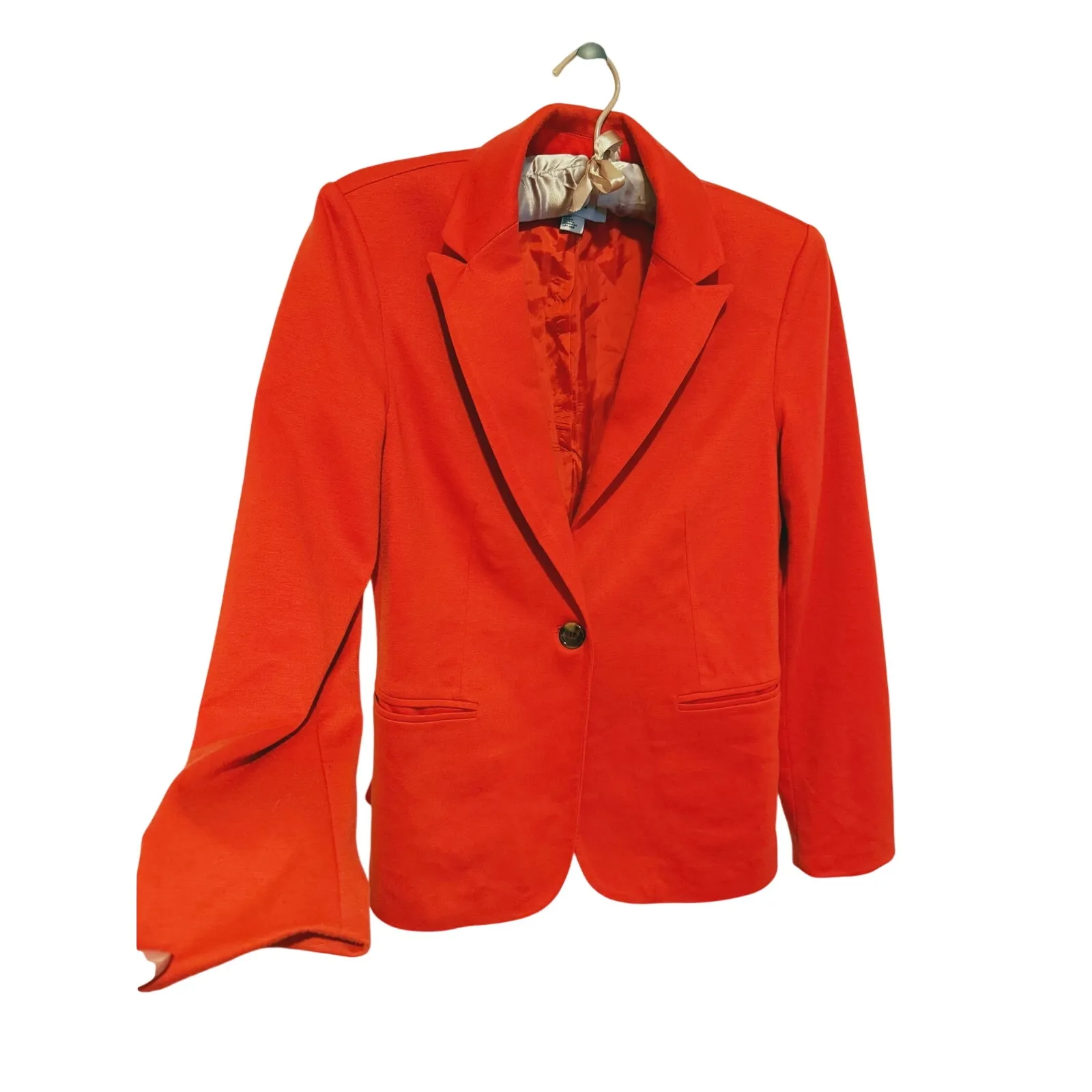 Academia Womens Single Button Blazer Size Small Orange Red Career Workwear - Image 4