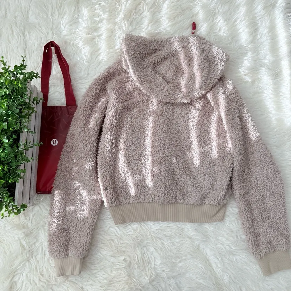 Lululemon Oh So Sherpa Half Zip Tan Fuzzy Pullover 6 - Image 4