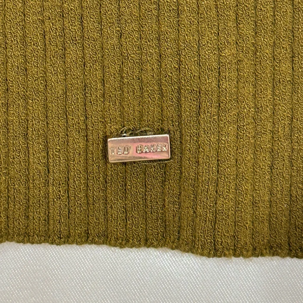 Ted Baker Pileepa Midi Dress Knit Polo Ribbed Green Large Bodycon Preppy Chic - Image 12