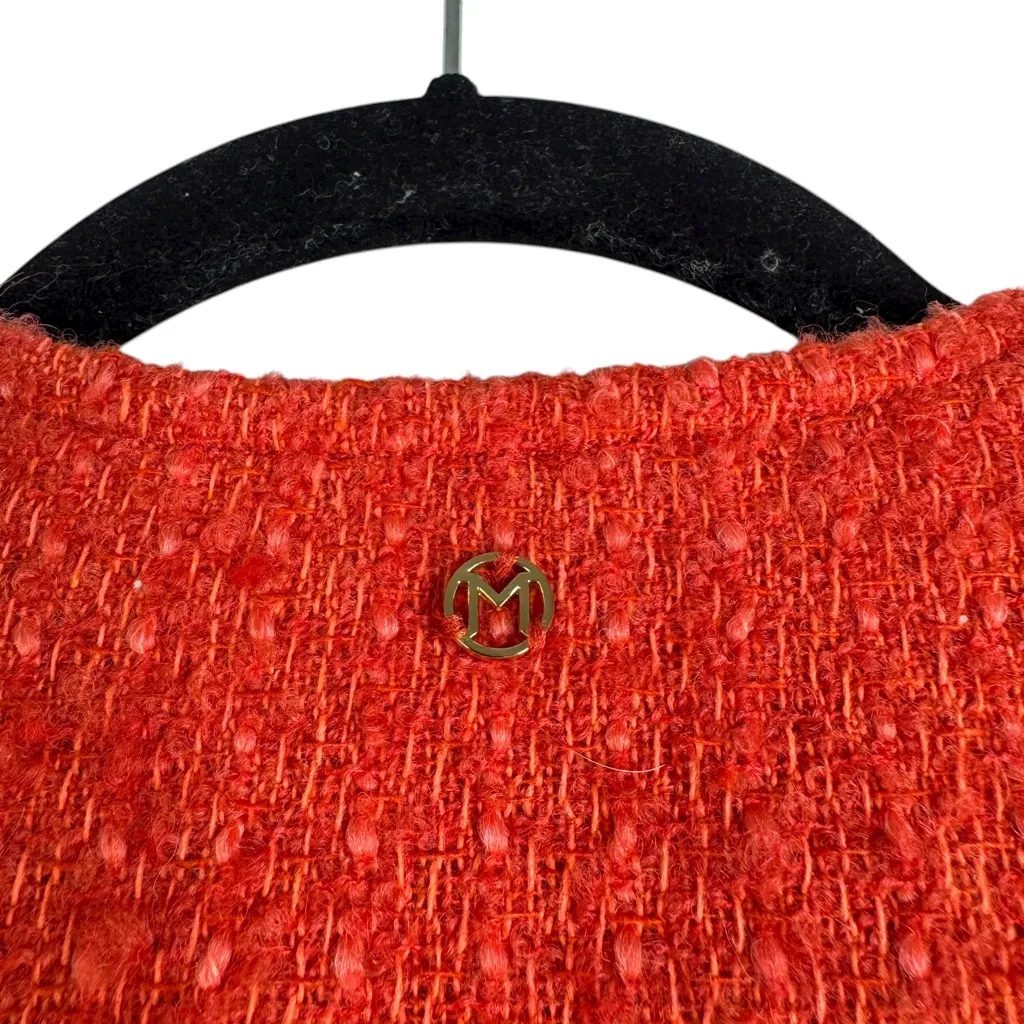 Marie Oliver Jonna Wool Coat Orange Red Tweed Tie Jacket Cropped XS X-Small - Image 10