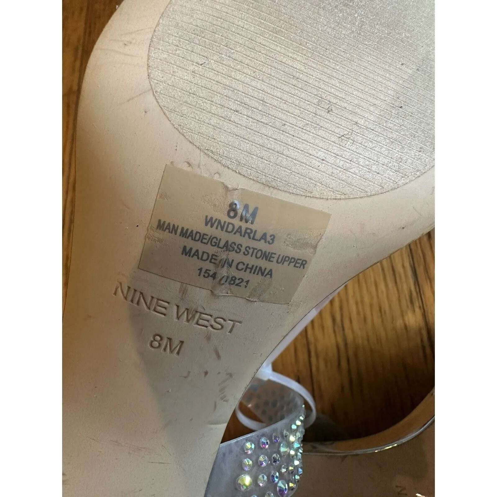 Nine West Darla Dress Sandals Women Sparkle Formal Heels Shoes Size 8M GUC - Image 5