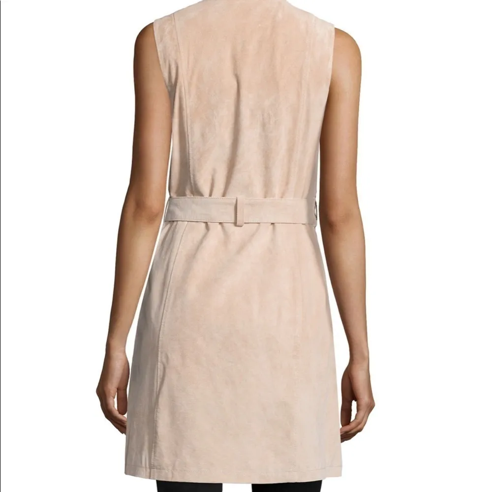 Neiman Marcus Belted Suede Trench Vest - Image 4