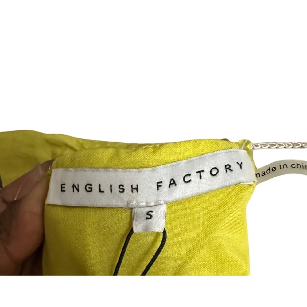 English Factory Puff Short Sleeve Midi Dress Square Neck Ruffle Smocked Detail S - Image 7