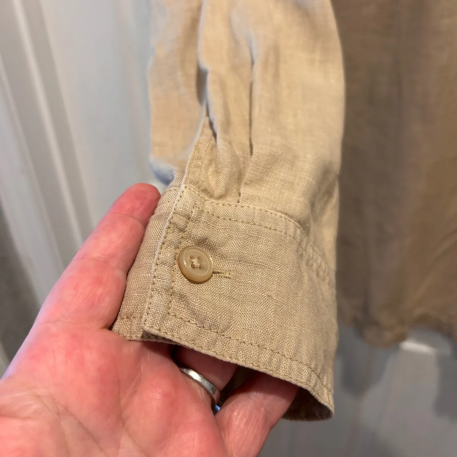 Michael Stars Linen Tunic Dress Women's Size L Long Sleeve Collared‎ Pockets - Image 4