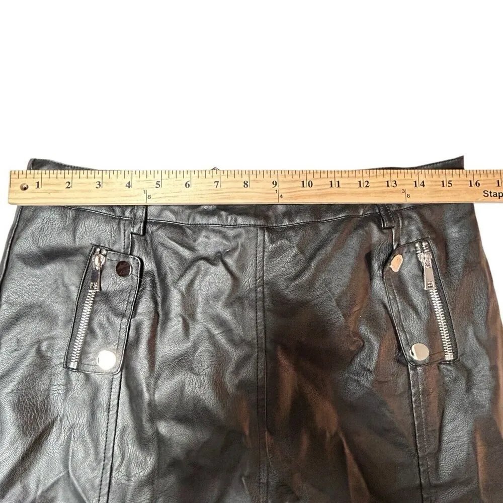 NWT Nasty Gal IVIVI Black Faux Leather Back Zip Faux Pocket Mini Skirt Womens L - Image 9