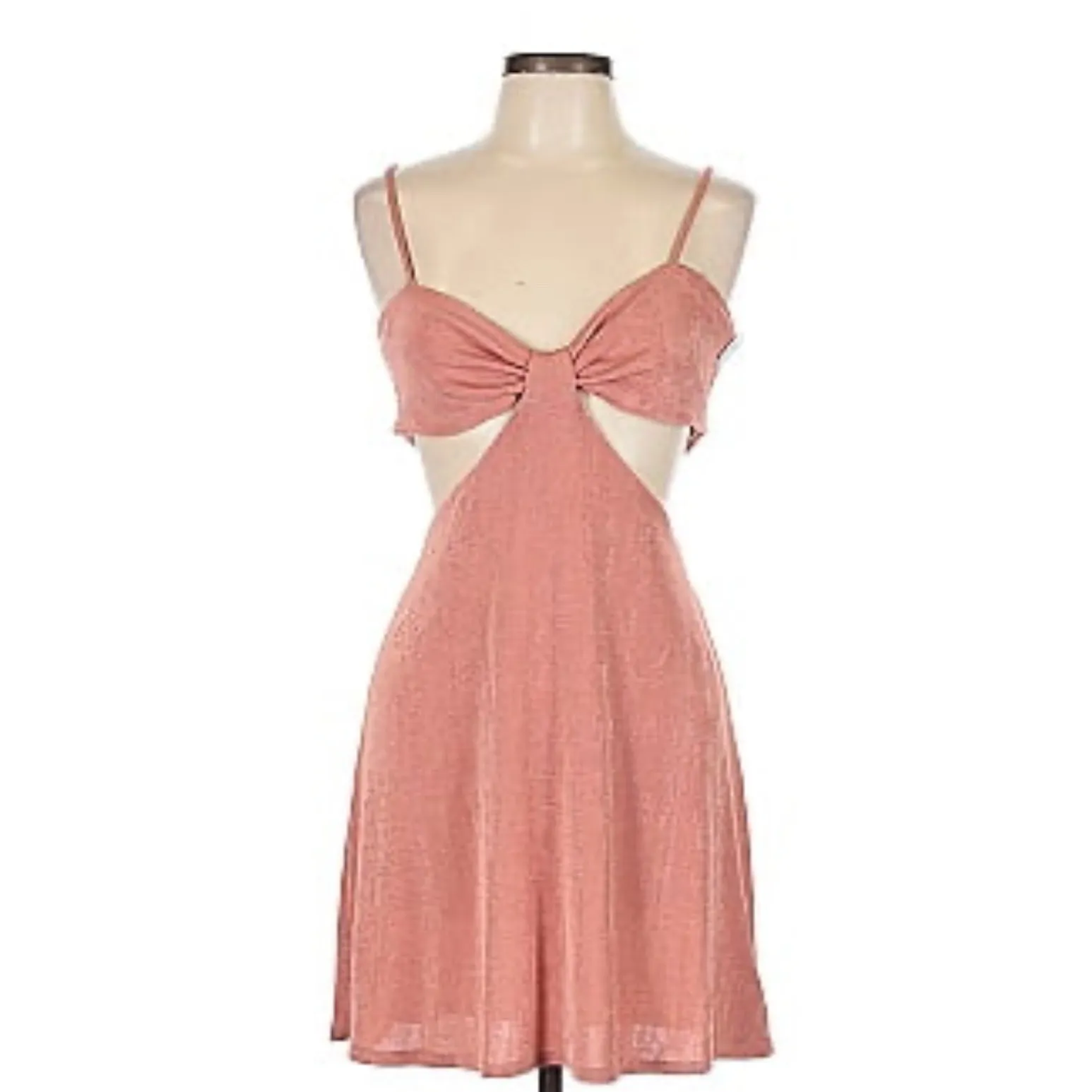 Topshop Halter Cut Out Slinky Mini Dress In Minky Pink Size 8-10. NWOT - Image 2