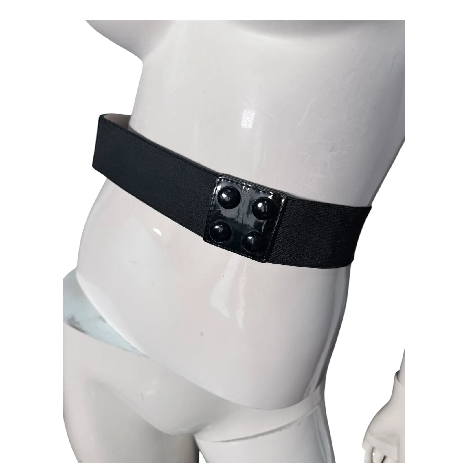 WHBM Black Patent Leather Bow Belt Elastic Stretch Waist Cincher S - Image 3