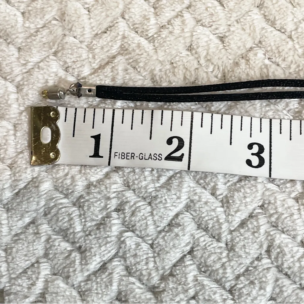 Vintage Black Floral Ceramic Bead Cord Necklace Witchy Goth Romantic - Image 10