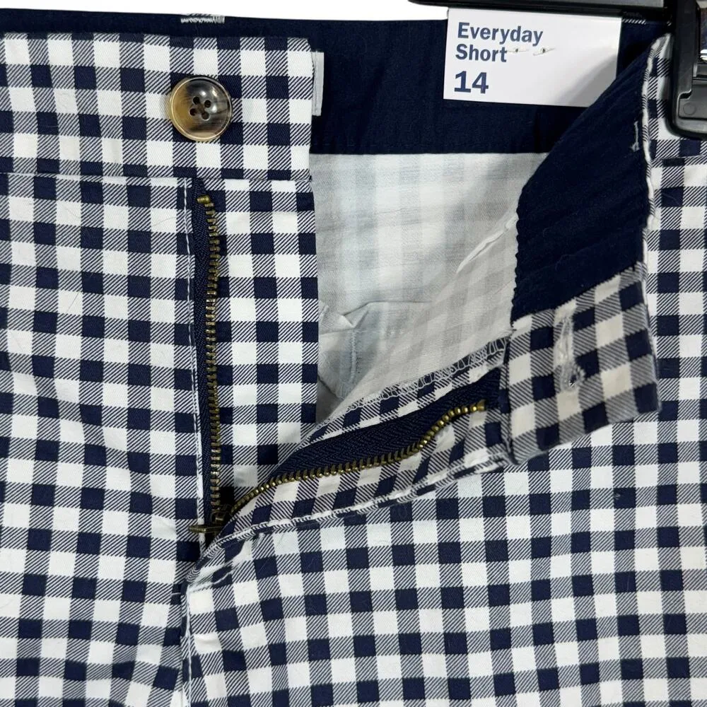 Old Navy SZ 14 Everyday Shorts Checked Stretch Mid-Rise Pockets Flat Front Blue - Image 2