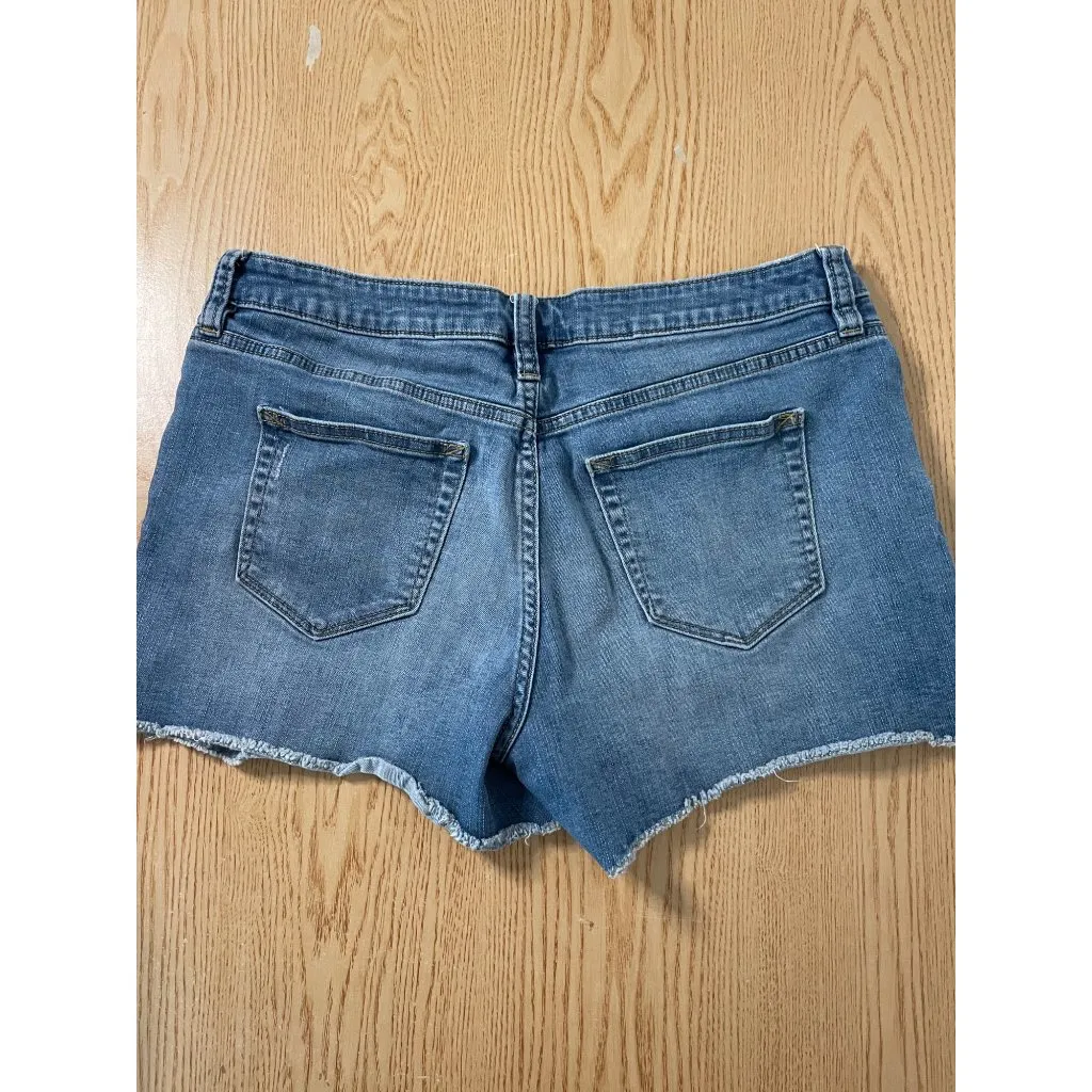 B6 Womens ana Stretchy Jean Shorts Distressed Button Fly Blue size 29/8 - Image 3