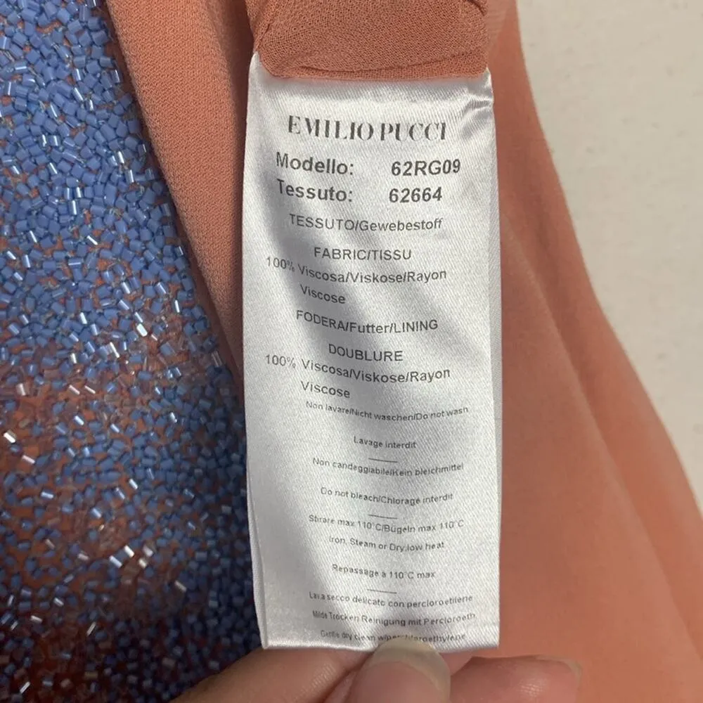 Emilio Pucci women's size 6 small Cady shift dress peach beaded sequin sleeveles - Image 8