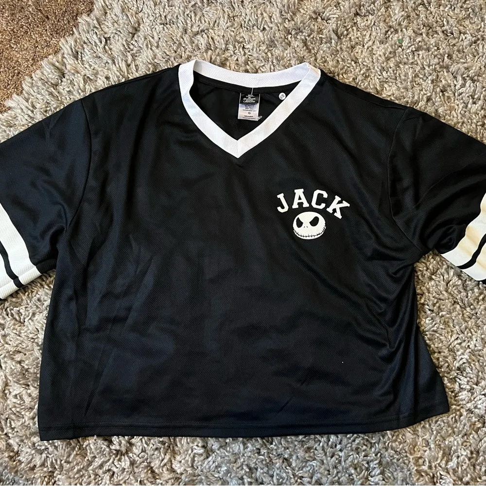 Disney Nightmare Before Christmas Jack Skellington Crop Top Jersey Large - Image 2