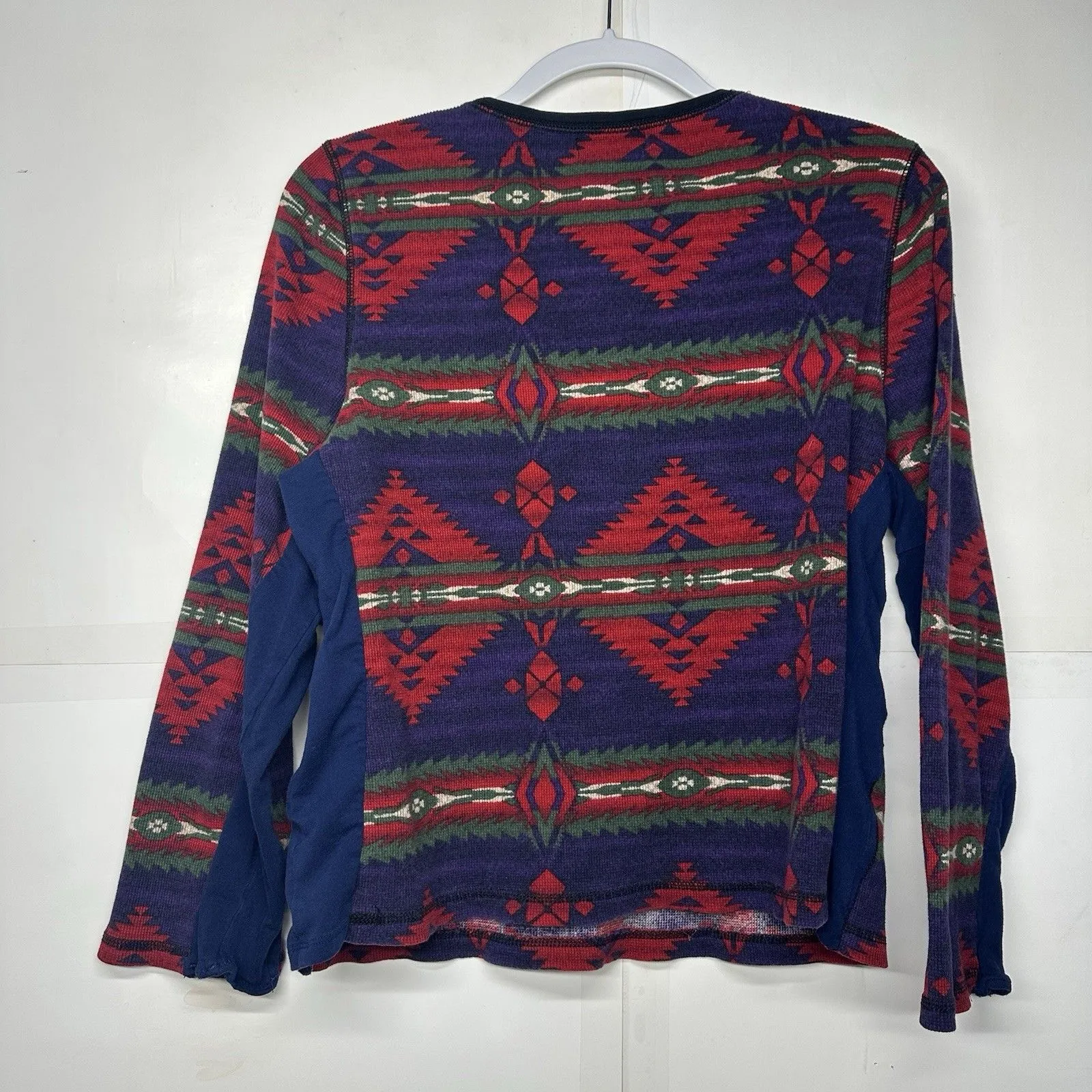 Chaps Women’s Size L Southwestern Aztec Print Henley Knit Long Sleeve Sweater - Image 9