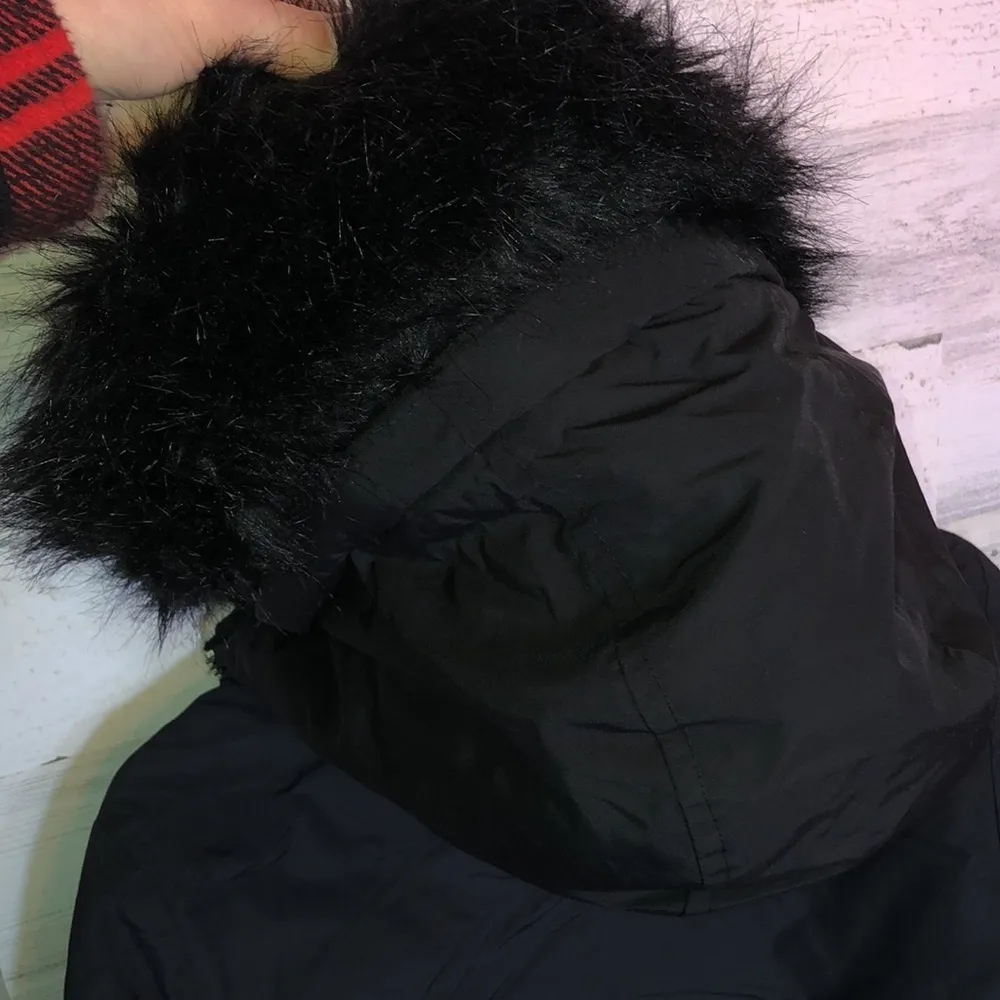 ZARA BASIC Outerwear long black jacket coat parka size small water repellent​​ - Image 10