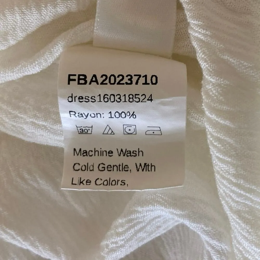 Womens White Floral Embroidered Vneck Beach Summer Boho Swim Cover Up Dress Mw Size M - Image 4