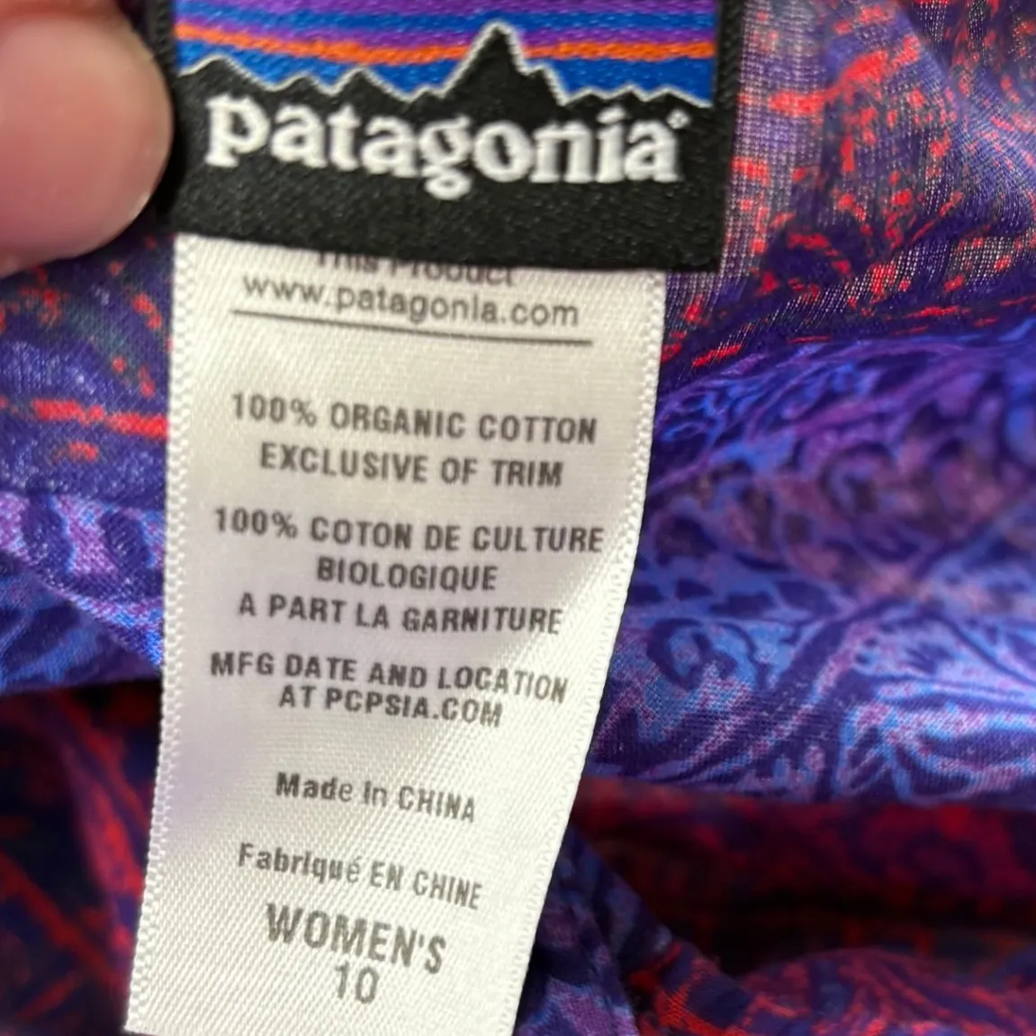 Patagonia Women's Sleeveless Top Colorful Print V Neck Cotton Blouse Shirt 10‎ - Image 6