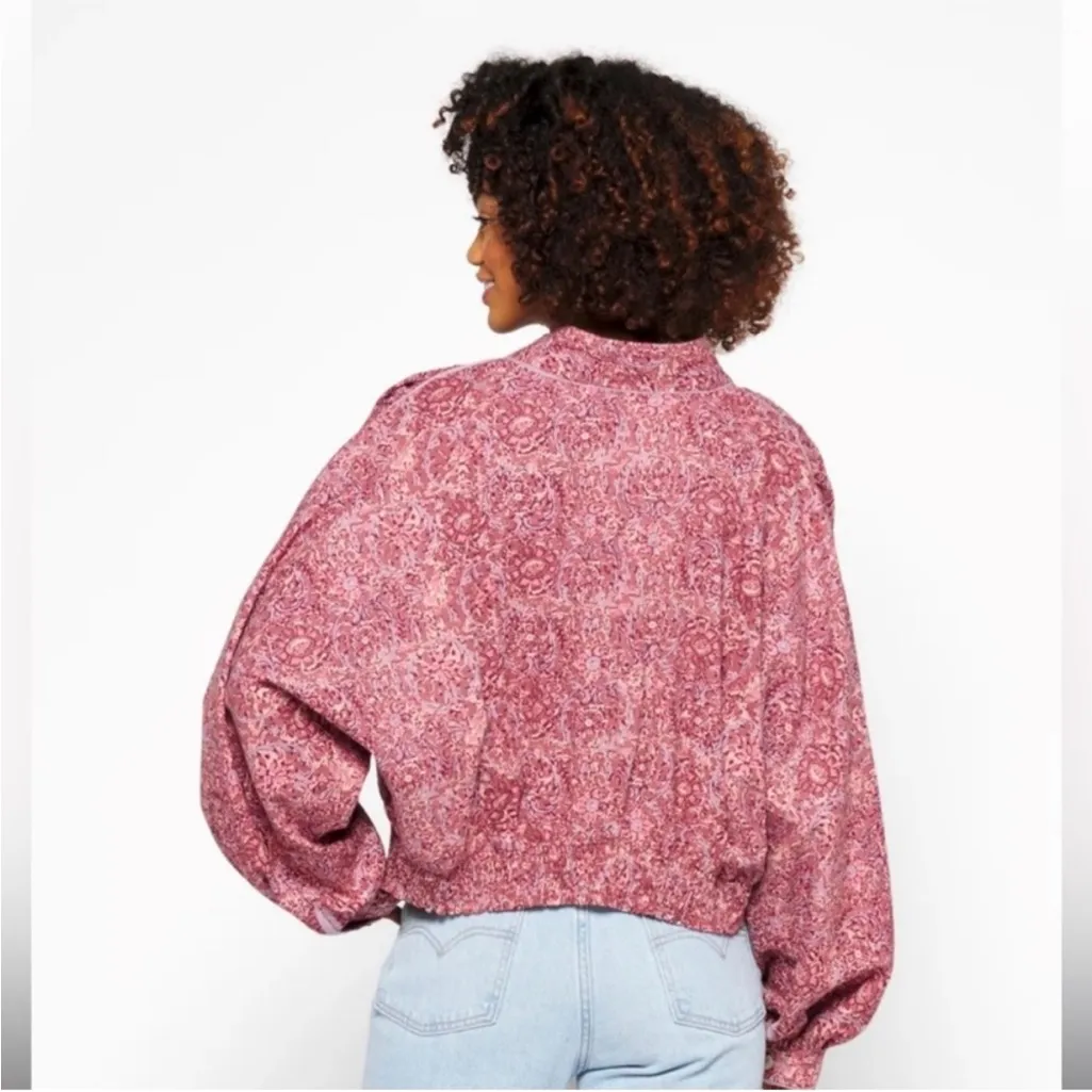 Free People Rosalina Tie‎ Front Jacket Barbie Core Cropped Paisley Mocha Convo M - Image 13