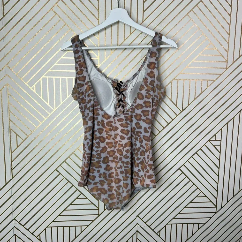 Beach Bash! by Art & Tatyana Retro Leopard One Piece Swimsuit Brown Black Size M - Image 7