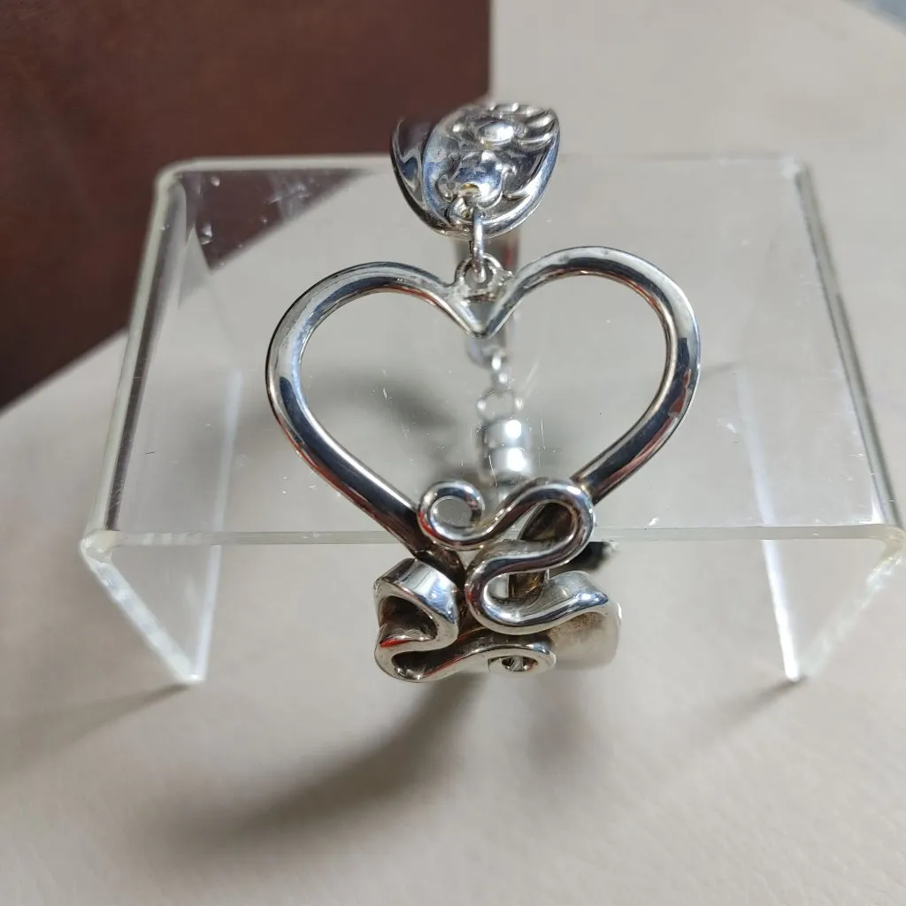 Heart Bracelet 1950 Gorham Sterling 14K WG Clasp 6 Fork Art Lily of The Valley Silver - Image 8