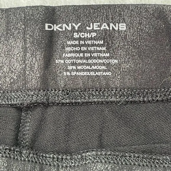 DKNY Jeans Women's Cotton Blend‎ Black Marbled Pattern Leggings Size Small - Image 4