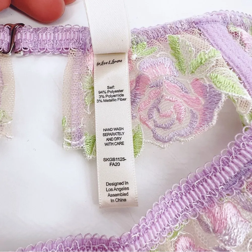 For‎ Love and Lemons Berry Garter Belt Metallic Lavender Floral Sz M NWOT - Image 6