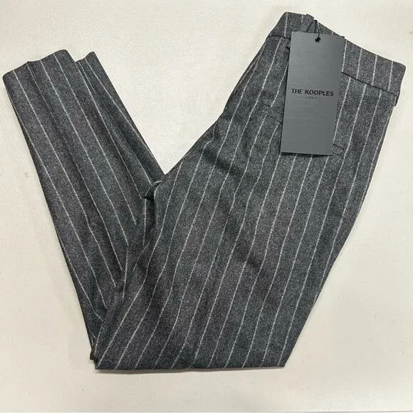 The Kooples Confort Pins Stripes Pants Slacks Career Wear Grey Gray Women 36 NWT - Image 2