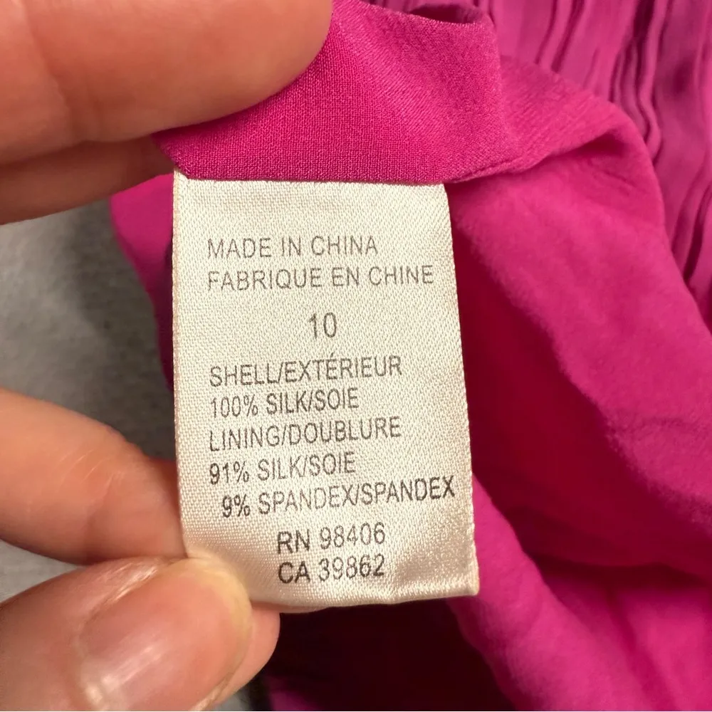 Theory Taliana Georgette Pink Silk One Shoulder Bubble Hem Crepe Mini Dress 10 - Image 9