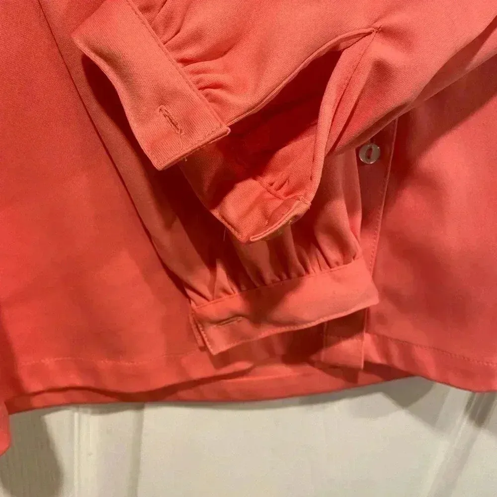 VTG Puccini Pintuck Pleated Salmon Pink Long Sleeve Collared Button Down Size 8 - Image 4