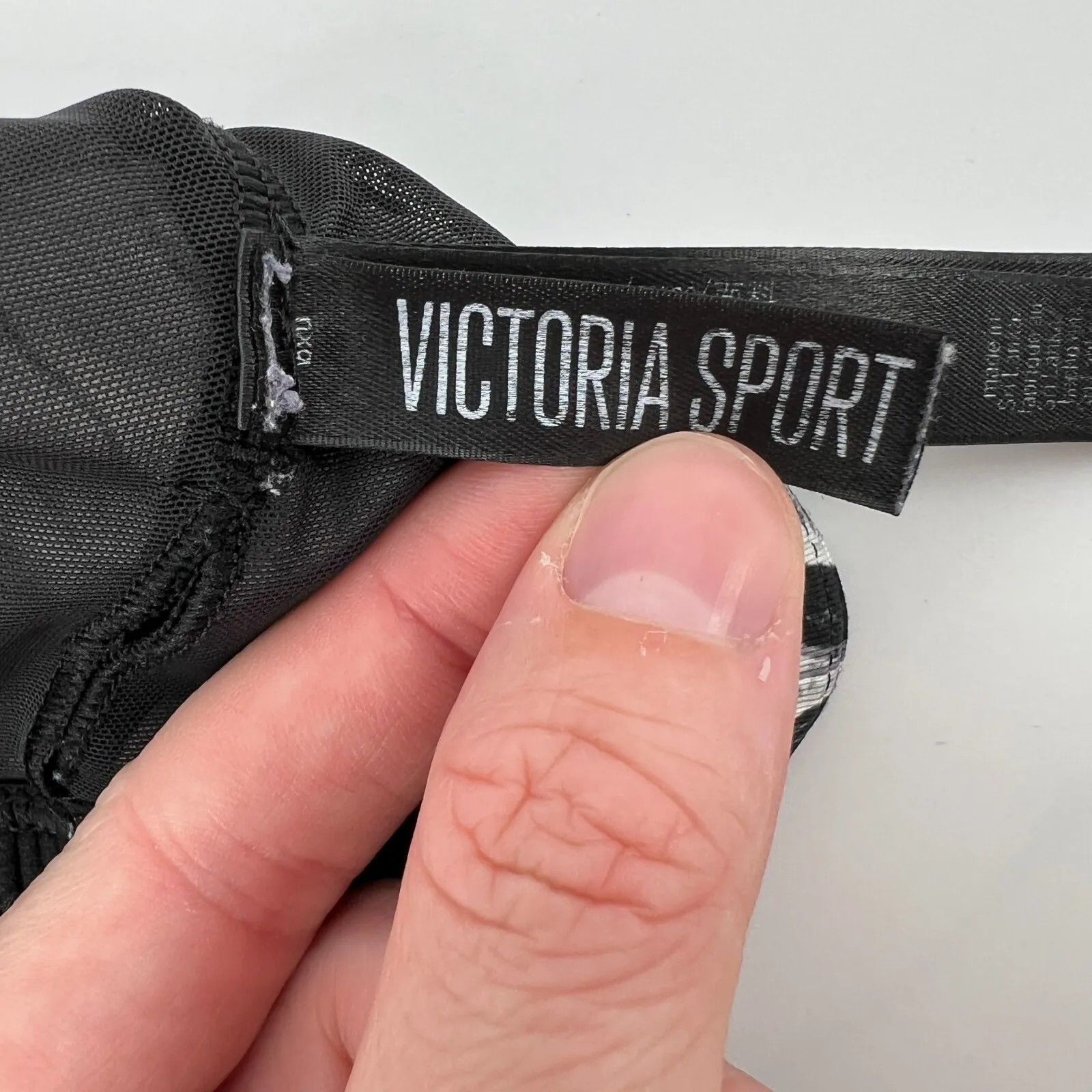 Victorias Secret Women M Strappy Racerback Sports‎ Bra White Black Marbled Gym - Image 4