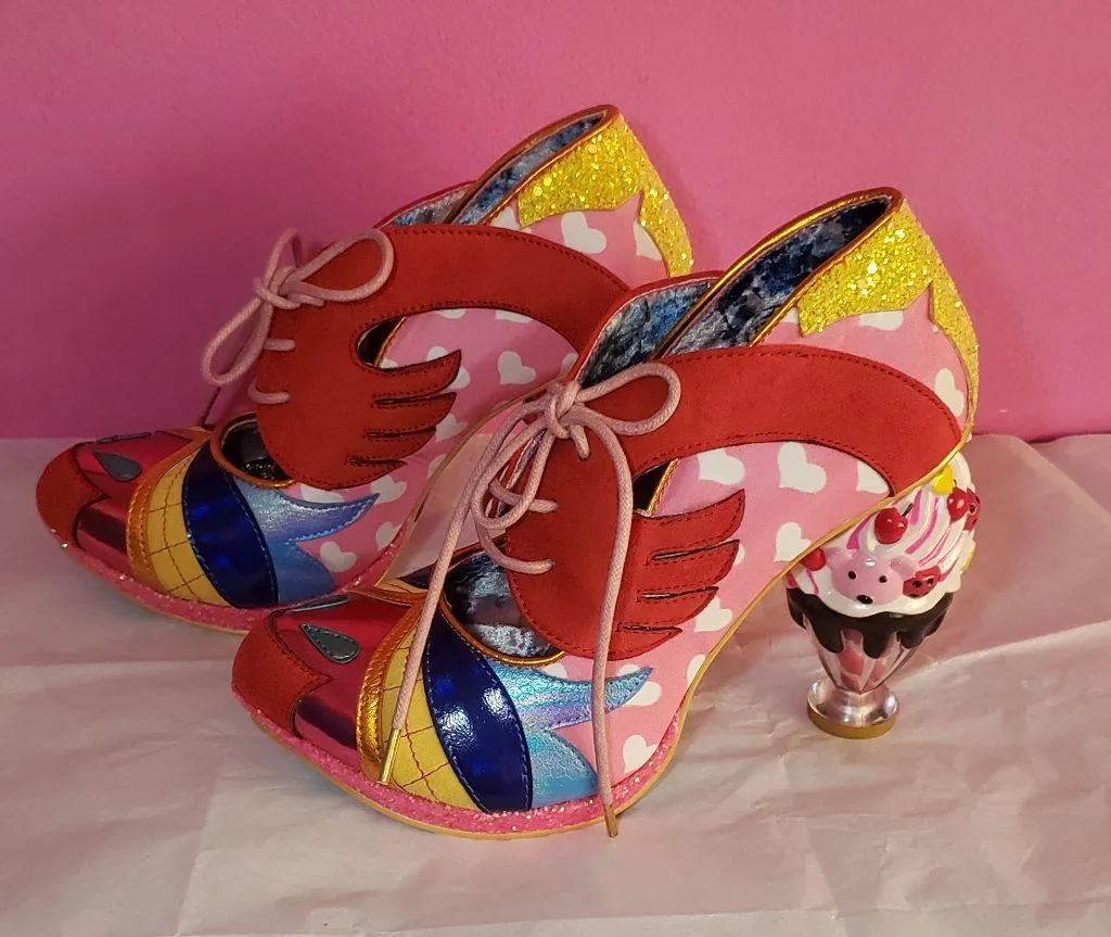 Brand New Rare Irregular Choice Deckchair Diva in pink red yellow sz 39 - Image 3
