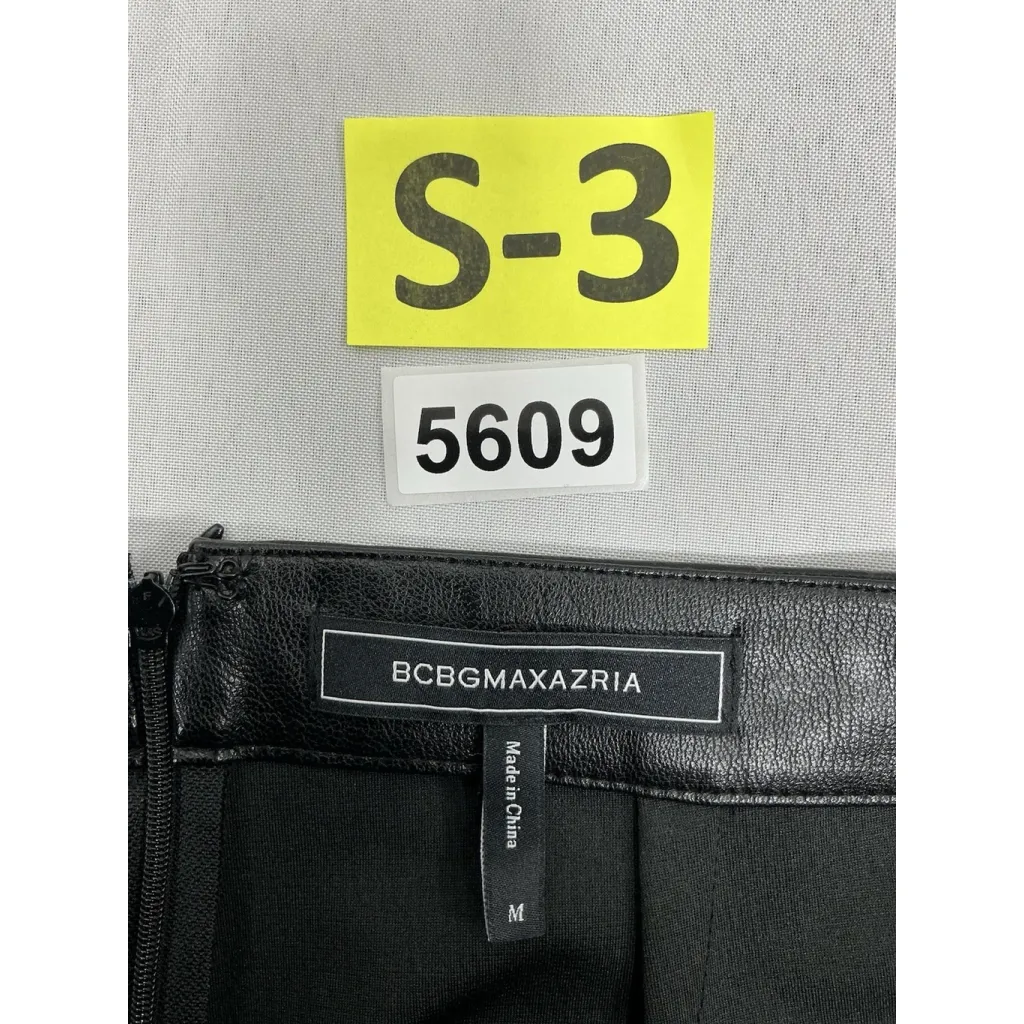 Womans BCBG Maxazria Faux Leather Pants Medium Black Ankle Back Zip Leg Detail - Image 4