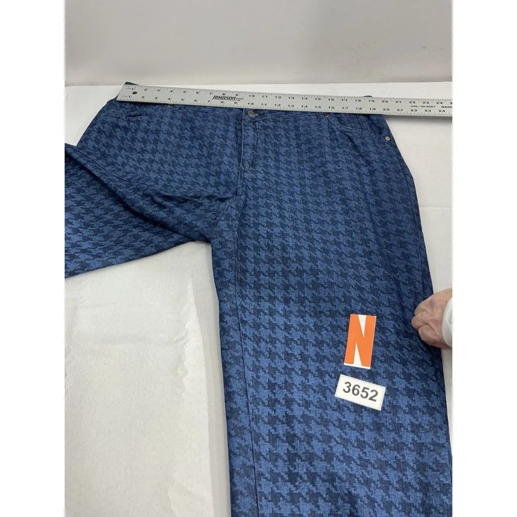 Womans Jessica London 18w Blue Black Checked Denim Jeans - Image 6