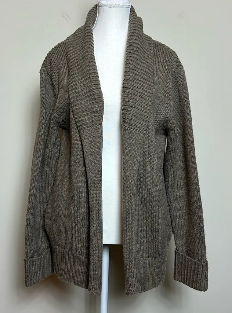 Alexander Wang wool & Alpaca Blend Open Cardigan 2 pockets Light Brown Sz Large Tan - Image 1