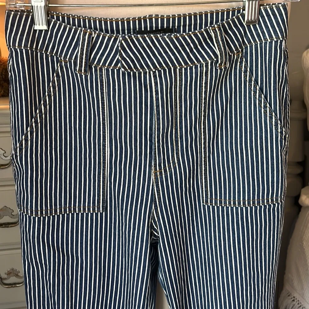 Striped Flare Leg Jeans Bell Bottoms Stretchy Womens Medium High Waist - Image 7